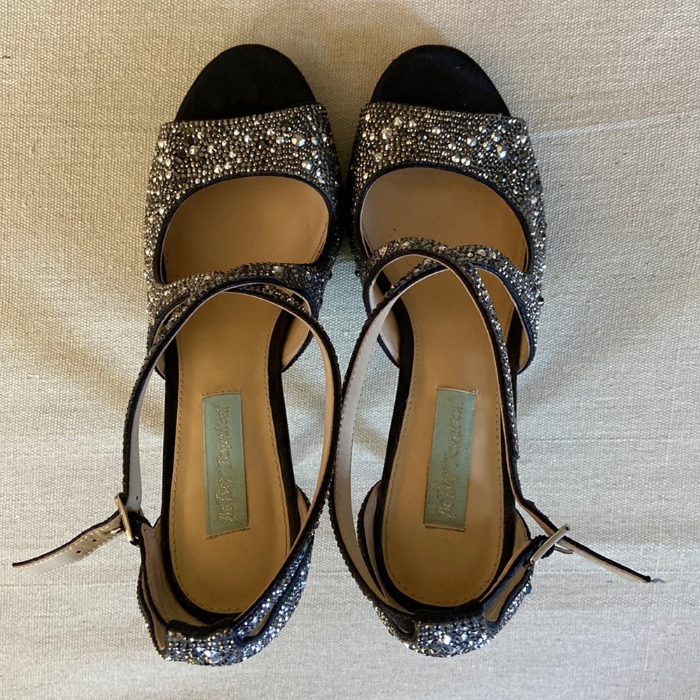 Betsey Johnson Black and Silver Heels